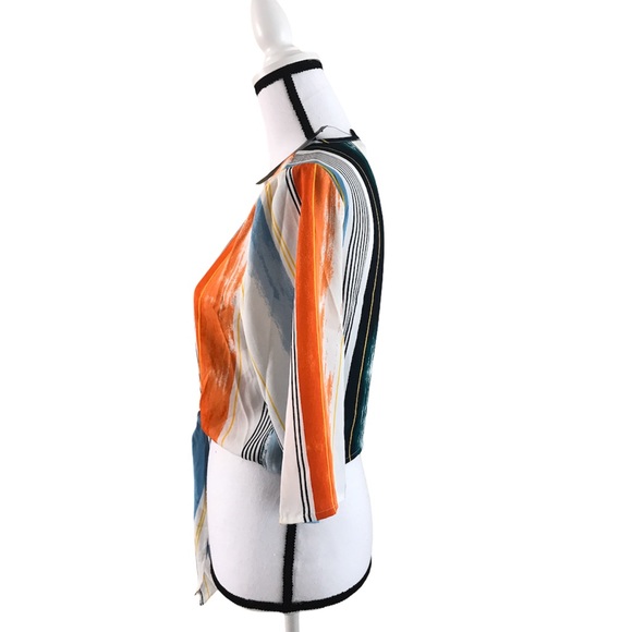 BCBGMaxAzria Knot Front 3/4 Sleeve Woven Top, S - Picture 6 of 8